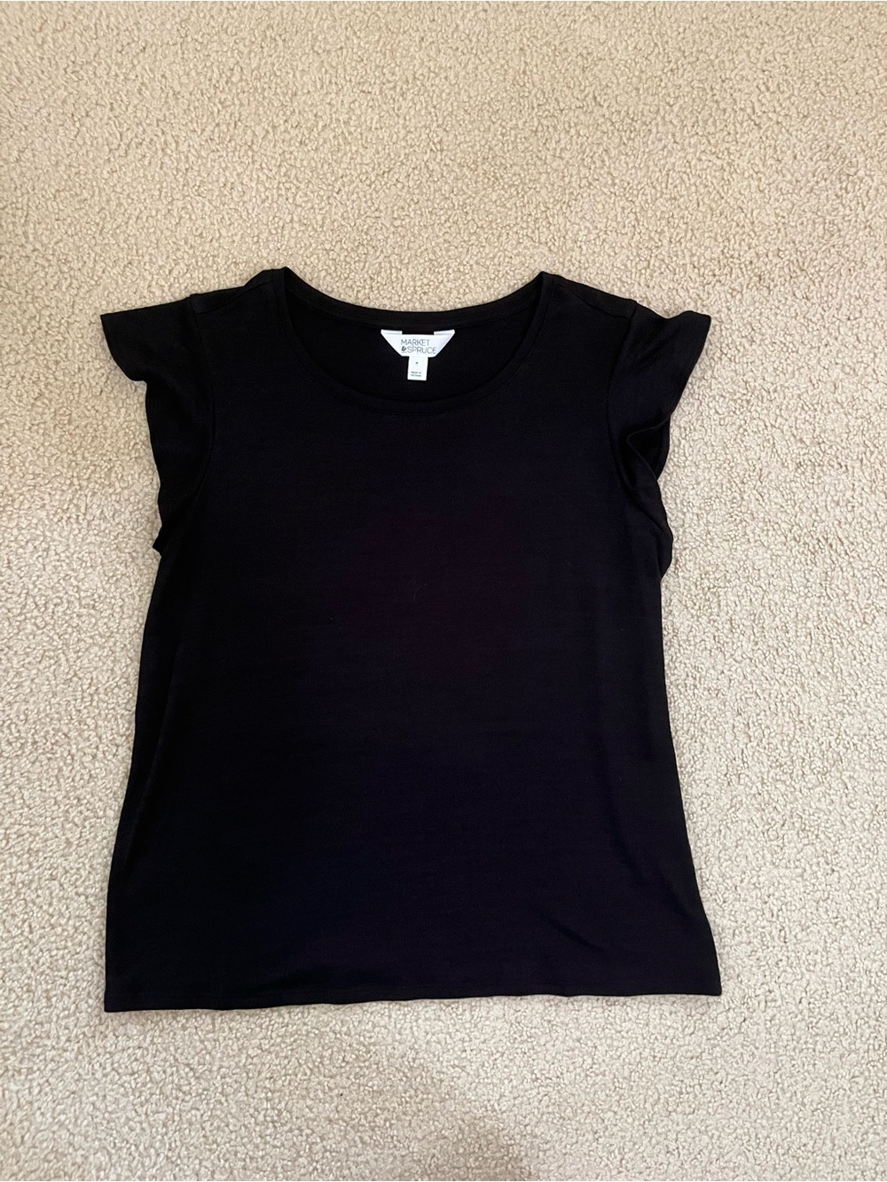 NWOT Market & Spruce Luisa Flutter Sleeve Knit Tee - Black - Medium